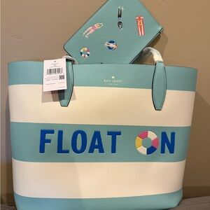 Kate Spade Aqua and White Float On Tote